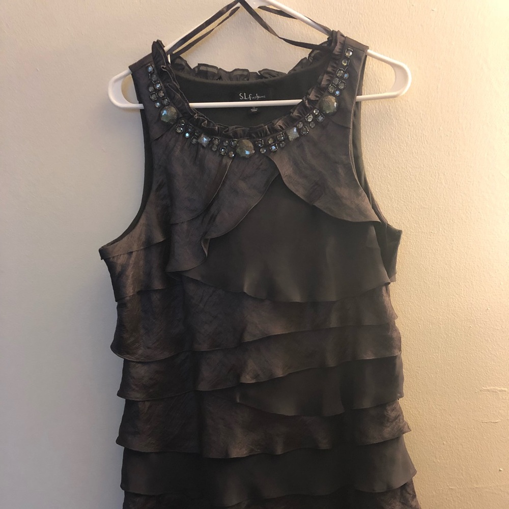 Grey/silver ruffle dress